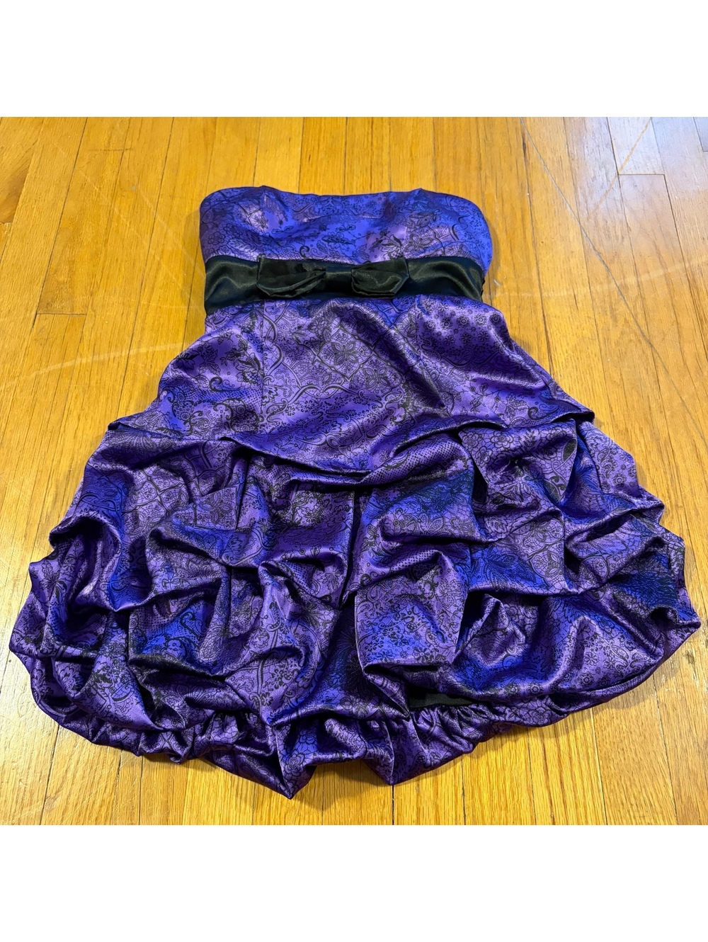 Vintage Y2K scene purple homecoming dress with big bow